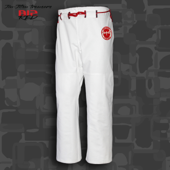 BJJ / Jiu-jitsu B12-RED trousers, 12oz, white (27 sizes)