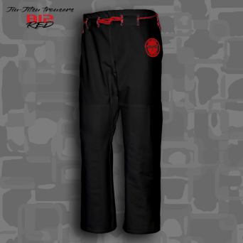 BJJ / Jiu-jitsu B12-RED trousers, 12oz, black (27 sizes)