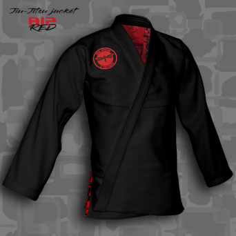 BJJ / Jiu-Jitsu B12-RED jacket, black, 420gsm (21 sizes)